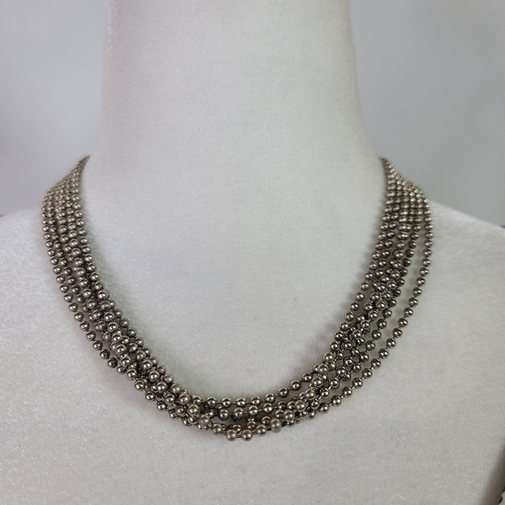 Kien  layered beaded ball chain Lobster claw clasp necklace